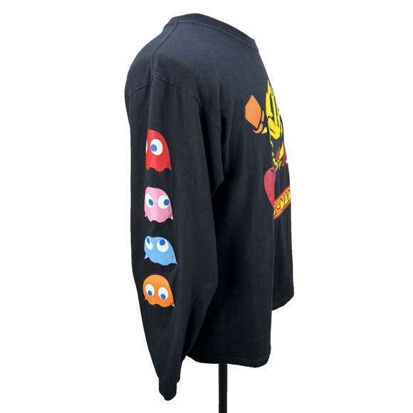 Pac-Man T-Shirt Mens M Vtg Video Game Arcade 70s Black Long Sleeve 80s Bandai - Picture 8 of 15
